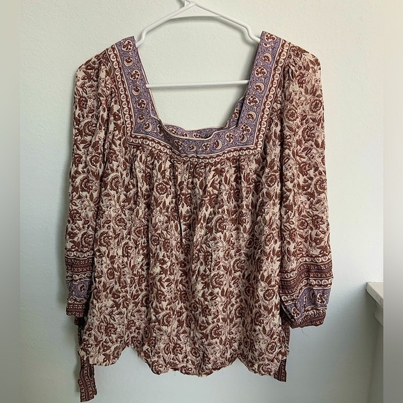 Rachel Zoe Floral Bohemian Peasant Top Women’s L - Picture 2 of 7